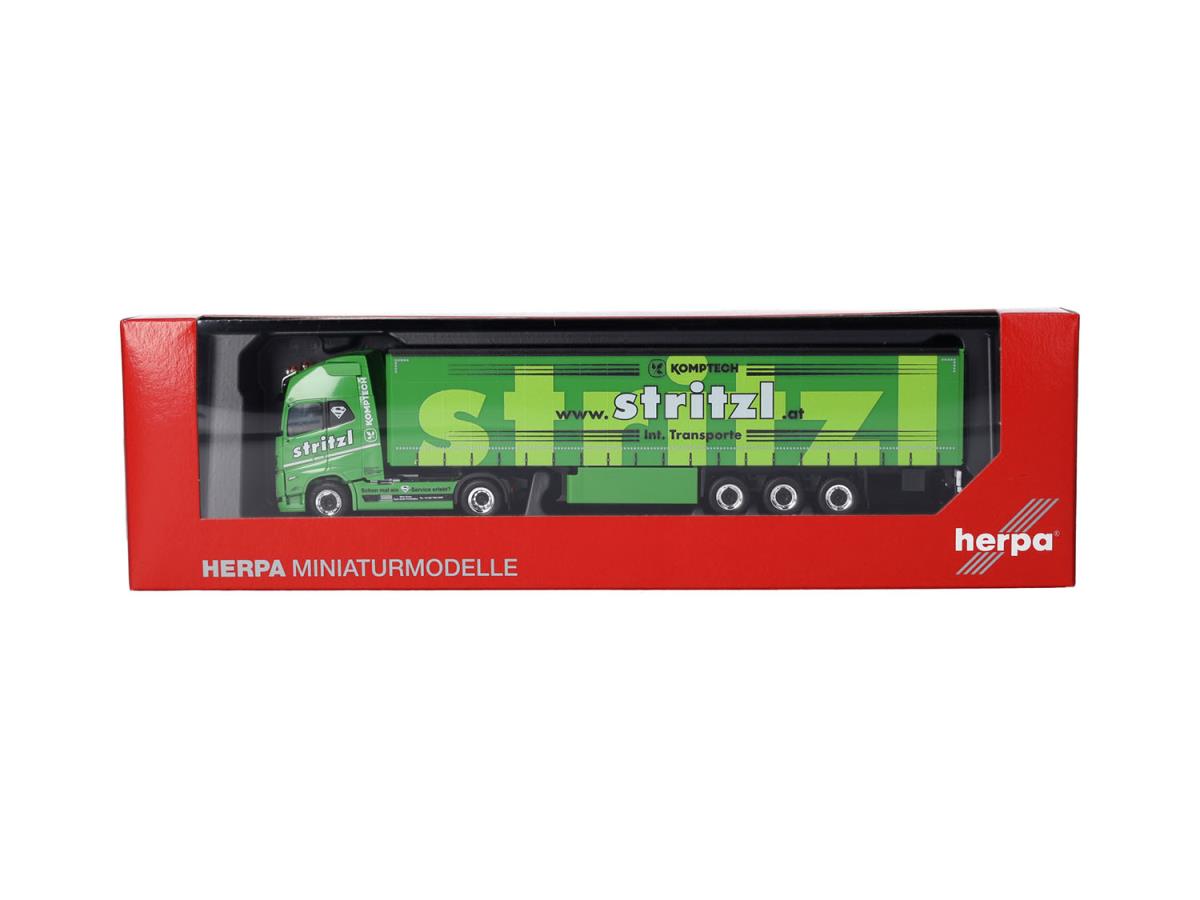Herpa Volvo FH16 GL XL 2020 Curtain Canvas Semitrailer Stritzl HA320108 HO Gauge
