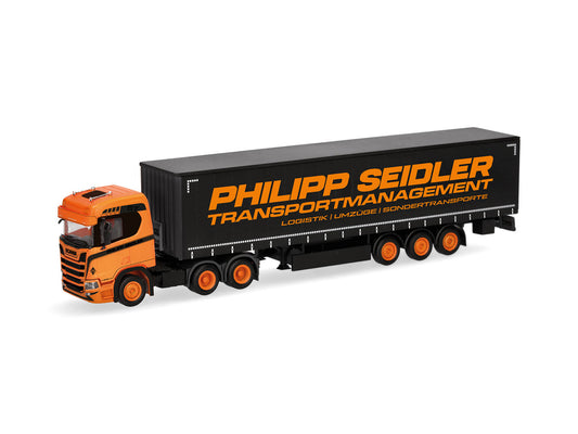 Herpa Scania CR 20 ND Curtain Canvas Semitrailer Philipp Seidler 320139 HO Gauge