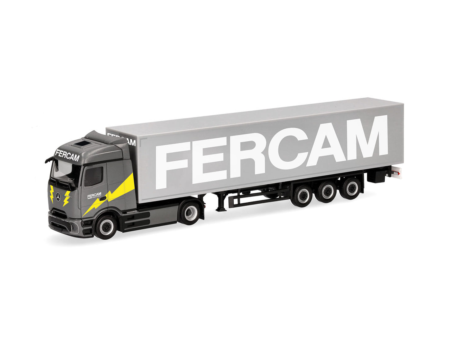 Herpa MB eActros 600 ProCabin Streamspace Box Semitrailer Fercam 320184 HO Gauge