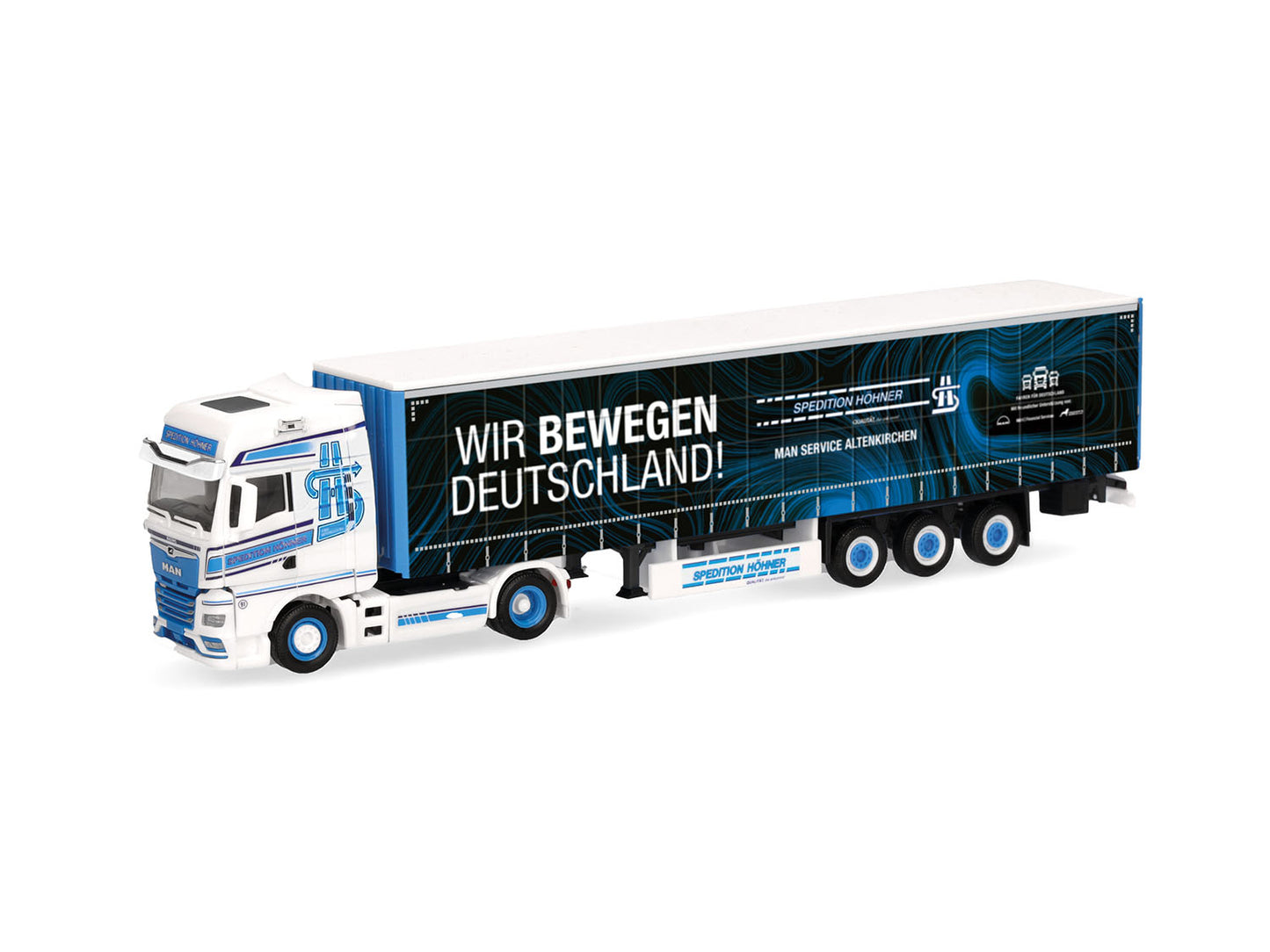 Herpa MAN TGX Curtain Canvas Semitrailer Wir bewegen Deutchland HA320320