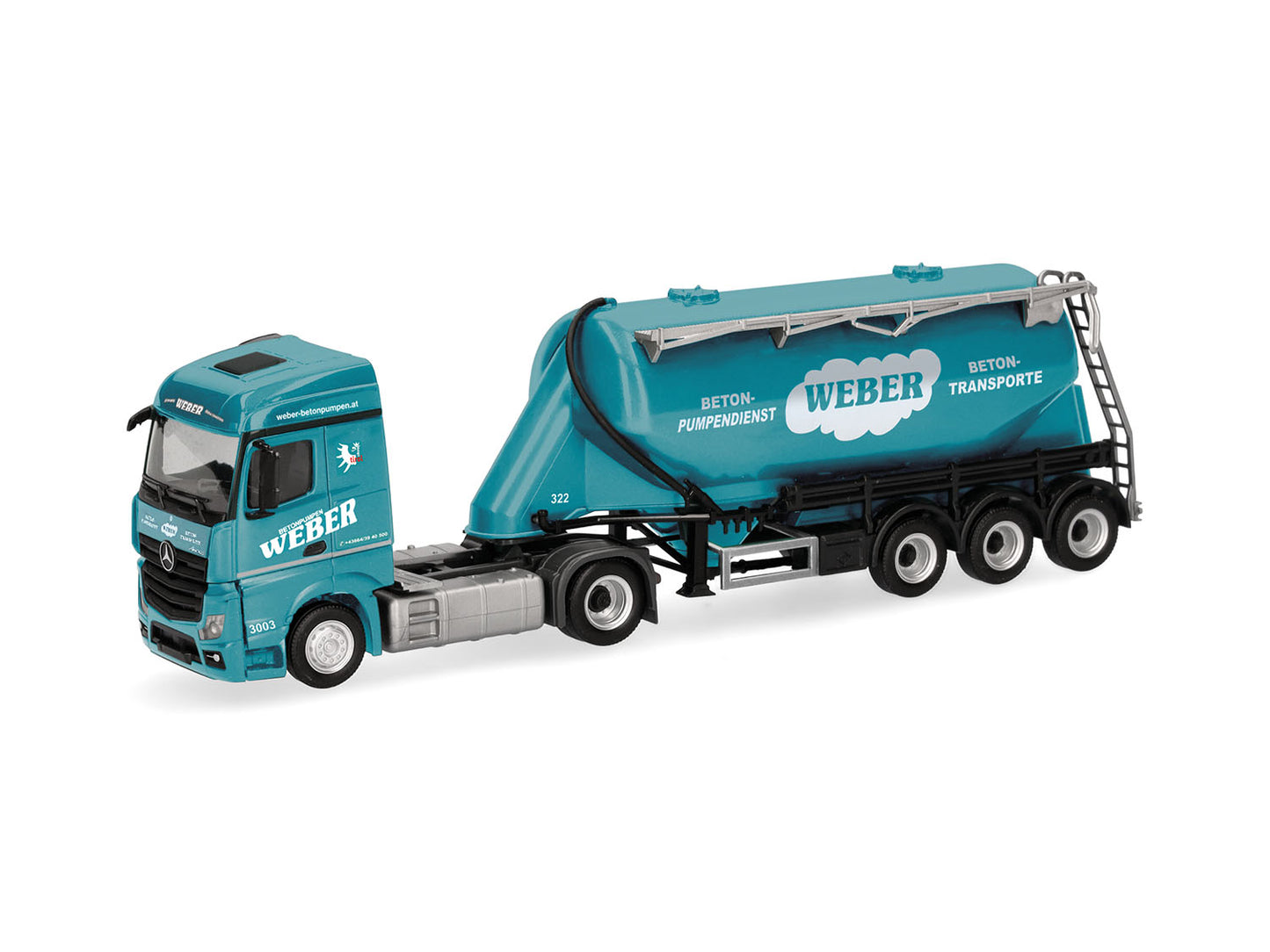 Herpa MB Actros '18 Streamspace Bulk Semitrailer Weber HA320351 HO Gauge