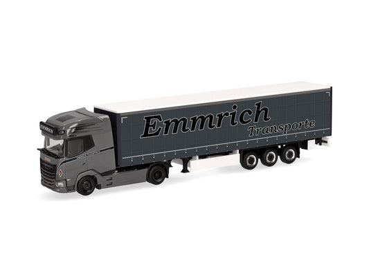 Herpa DAF XG+ Curtain Canvas Semitrailer Emmrich Transporte HA320474 HO Gauge
