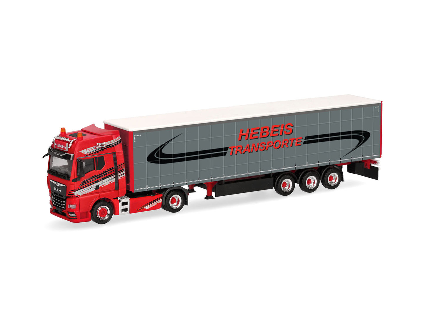 Herpa MAN TGX GX Curtain Canvas Semitrailer Hebeis Transporte HA320498 HO Gauge