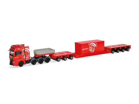 Herpa MAN TGX GX Lowboy Semitrailer w/20ft Container De Romein HA320764 HO Gauge
