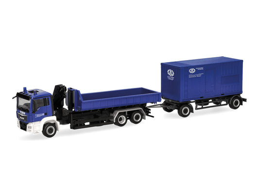 Herpa MAN TGS M Interchangeable Truck w/Trailer THW Singen HA320863 HO Gauge