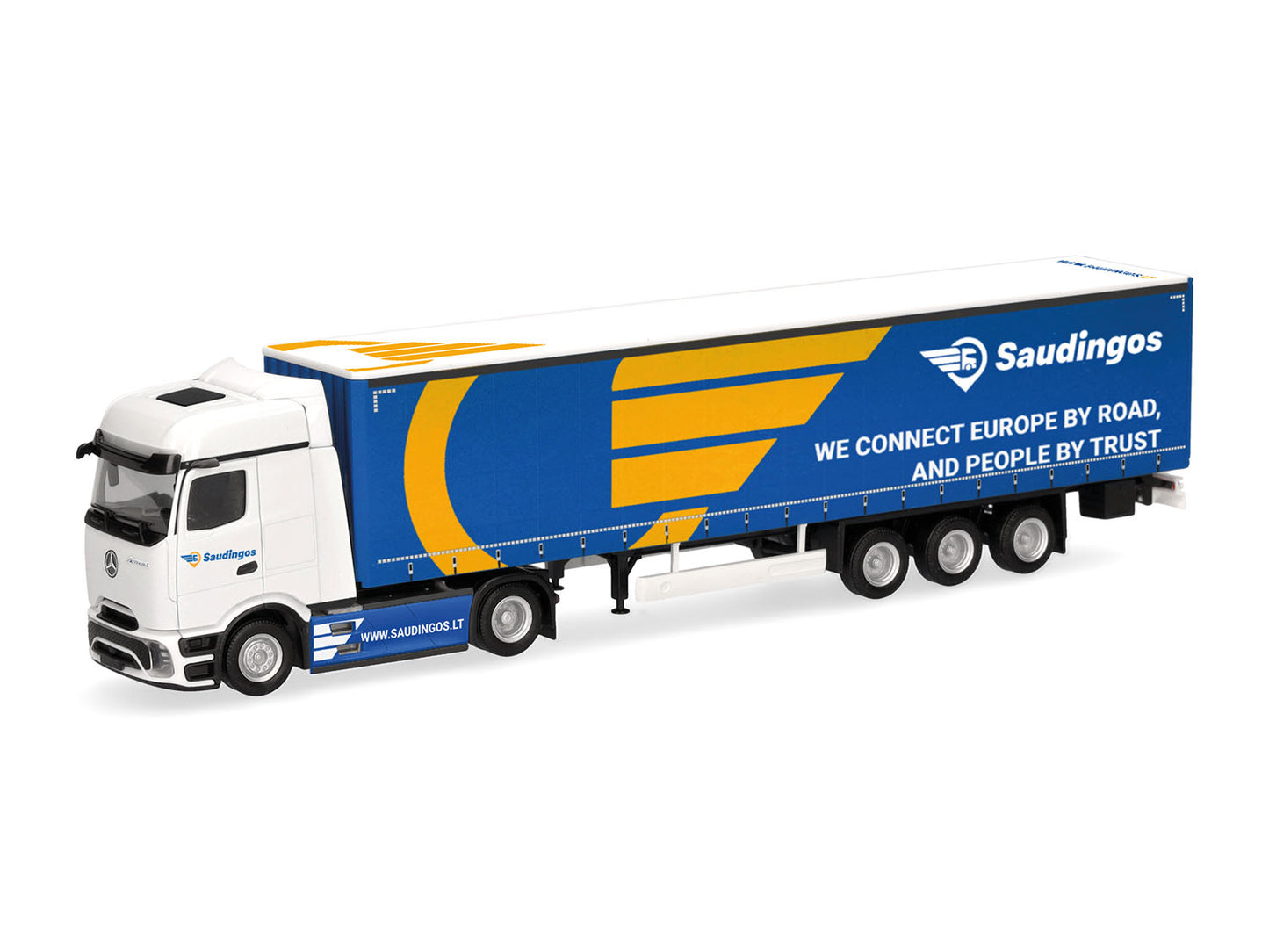Herpa MB Actros L Bigspace Curtain Canvas Semitrailer Saudingo HA320924 HO Gauge