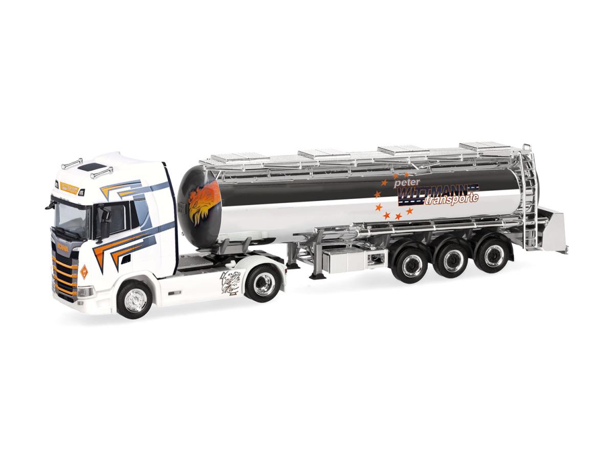 Herpa Scania CS 20 HD High Roof Chrome Tank Semitrailer Wittmann 321037 HO Gauge