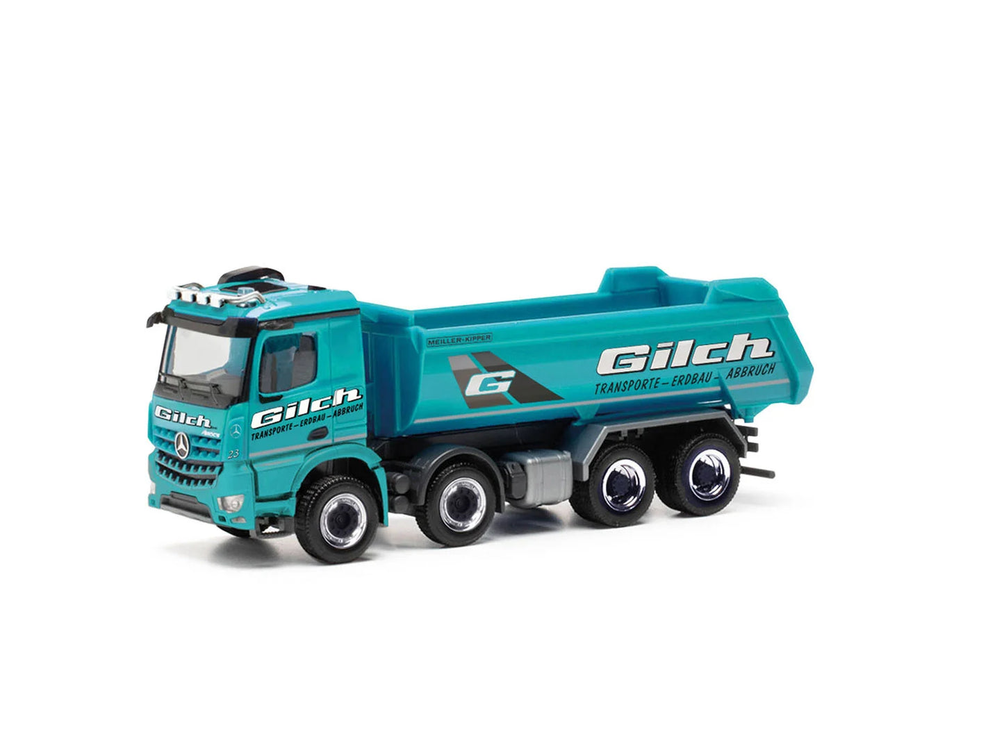 Herpa MB Arics 4 Axle Dumper Truck Gilch Erdbau und Transport HA321174 HO Gauge