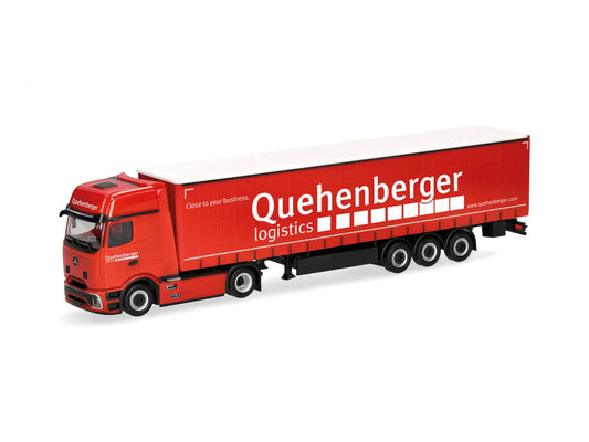 Herpa MB Actros L PCabin Curtain Canvas Semitrailer Quehenberger HA321334 HO