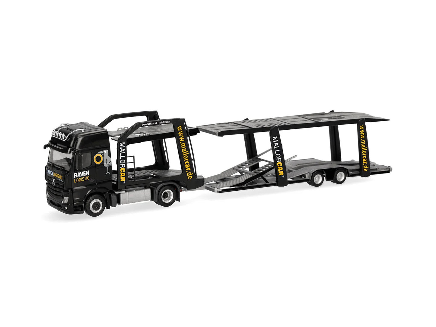 Herpa MB Actros L 18 Car Transporter Trailer Raven Logistic HA321372 HO Gauge