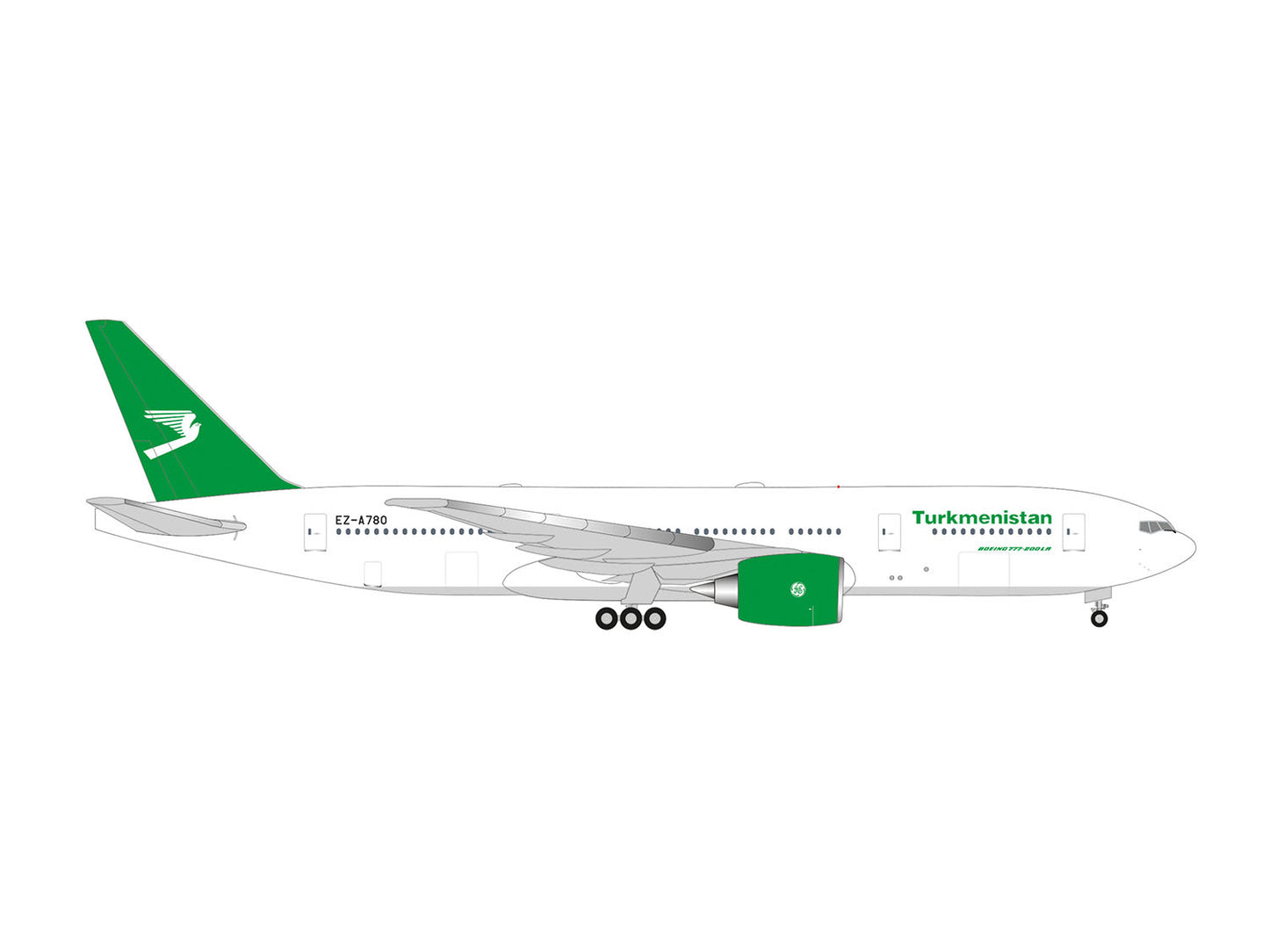 Herpa Wings Boeing 777-200LR Turkmenistan Airlines EZ-A780 (1:500) HA538558