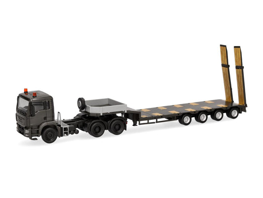 Herpa Military MAN TGS M 3 Axle Rigid Trailer w/Lowboy Trailer HA747233 HO Gauge