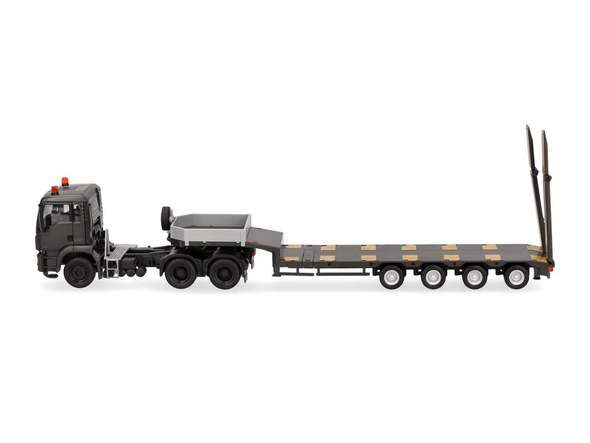 Herpa Military MAN TGS M 3 Axle Rigid Trailer w/Lowboy Trailer HA747233 HO Gauge