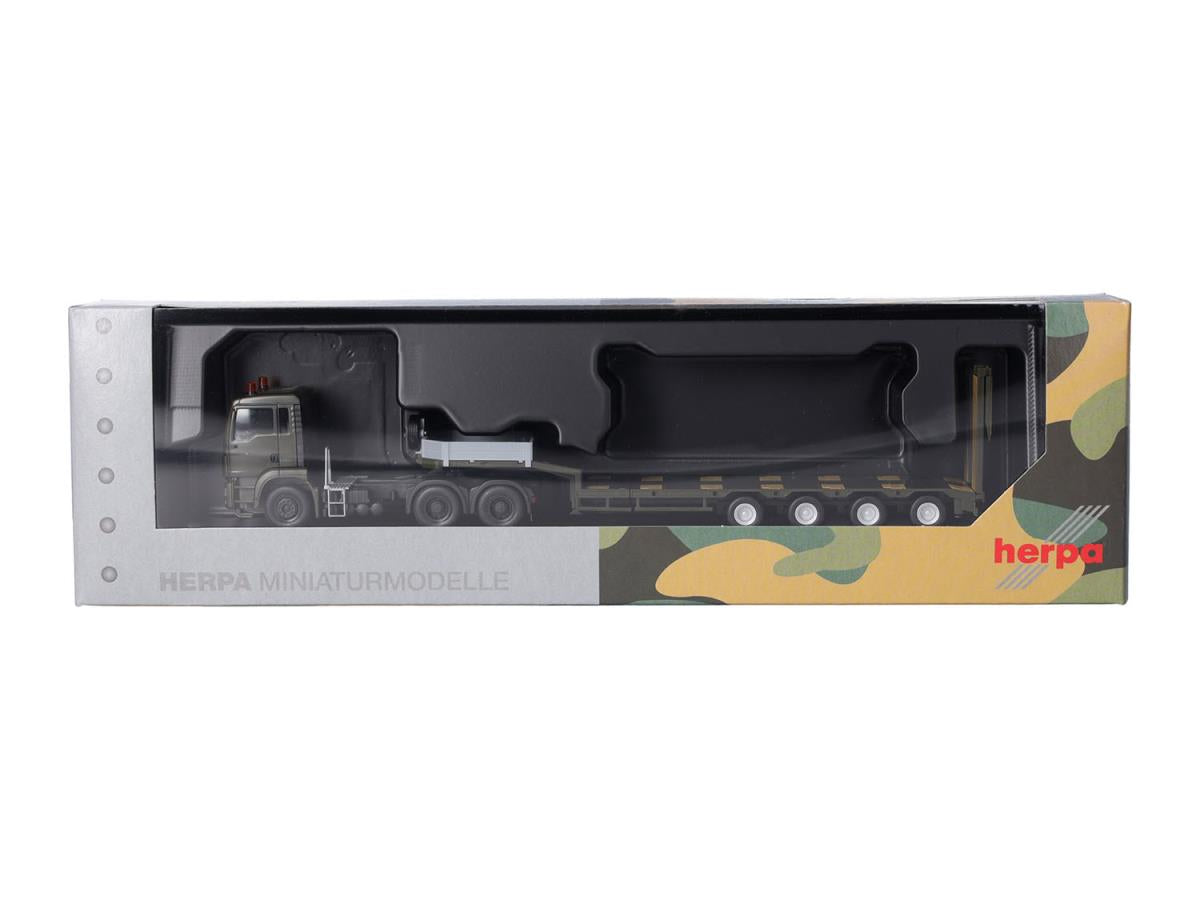 Herpa Military MAN TGS M 3 Axle Rigid Trailer w/Lowboy Trailer HA747233 HO Gauge