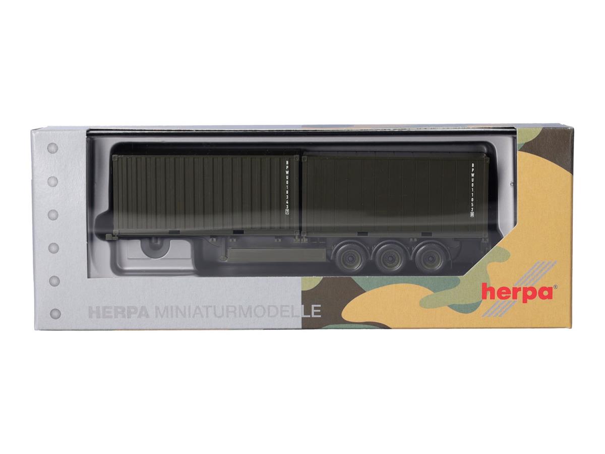 Herpa Military 3 Axle Trailer w/2x20ft Container Load HA747240 HO Gauge