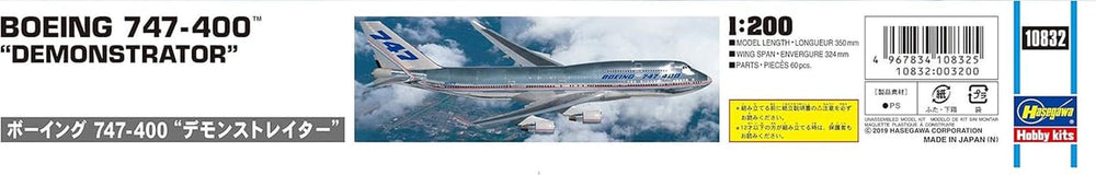 Hasegawa 10832 Boeing 747-400 Demonstrator 1:200 Model Kit