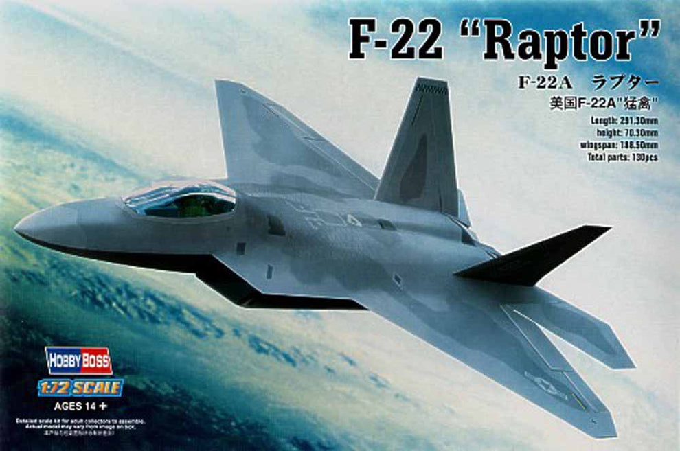 Hobby Boss 80210 Boeing F-22 Raptor 1:72 Aircraft Model Kit – Jadlam ...