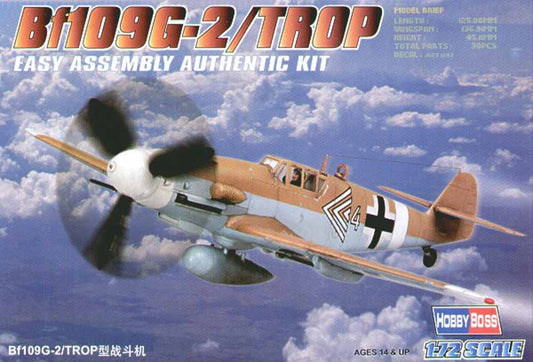 Hobby Boss 80224 Messerschmitt Bf-109G-2 Tropical 'Easy Build' 1:72 Aircraft Model Kit