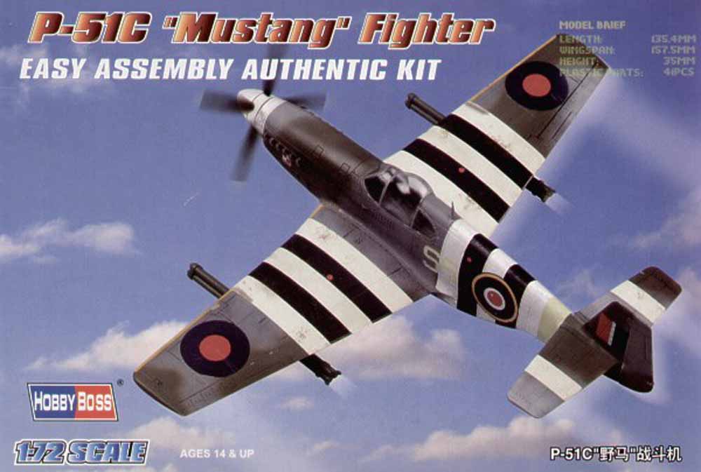 Hobby Boss 80243 North-American P-51C Mustang 1:72 Aircraft Model Kit