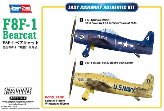 Hobby Boss 87267 Grumman F8F-1 Bearcat 1:72 Aircraft Model Kit