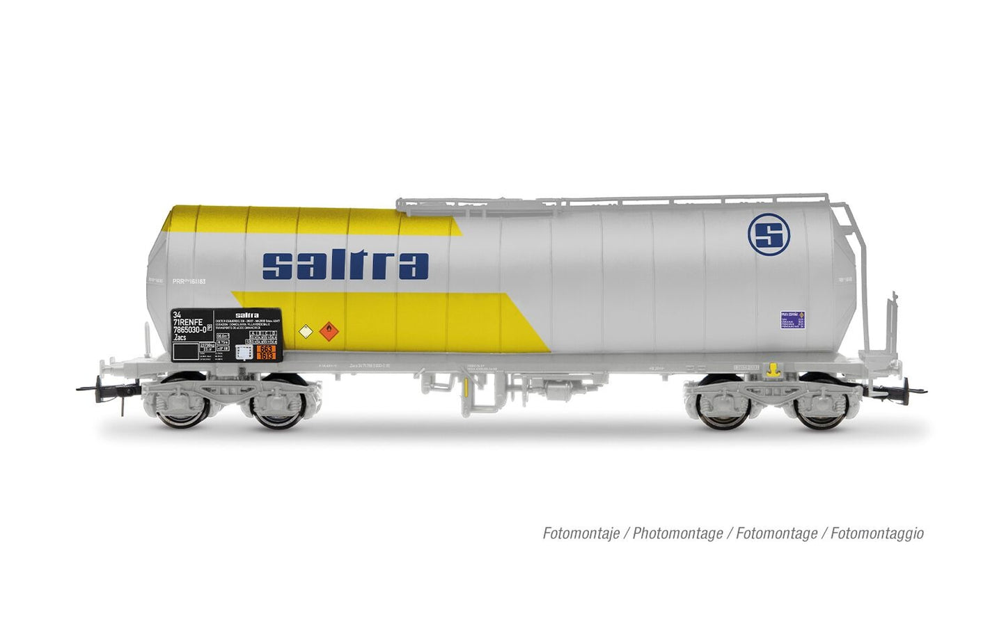 Electrotren RENFE 4 Axle Tank Wagon Saltra Yellow/Grey IV HE6026 HO Gauge