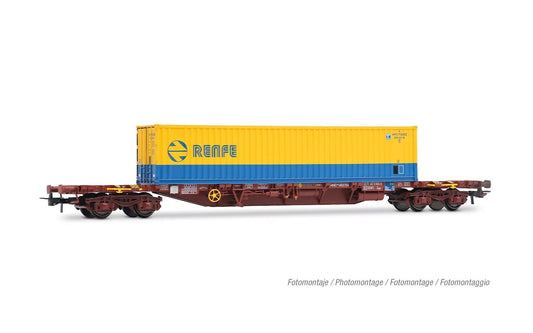 Electrotren RENFE MMC3 Flat Wagon w/40' RENFE Container Load IV HE6065 HO Gauge