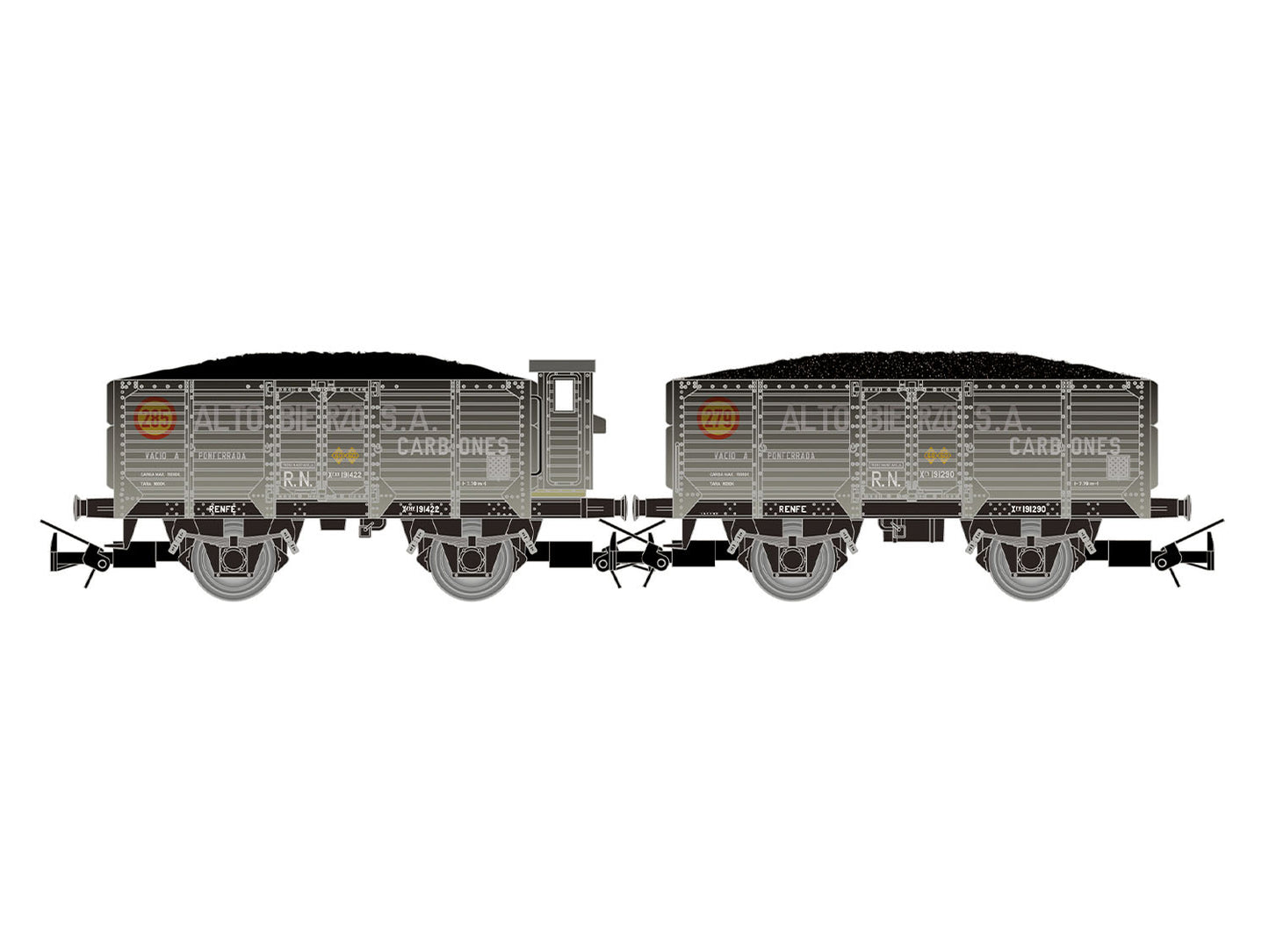 Electrotren RENFE Open Wagon w/Coal Load Set (2) III HE6094 HO Gauge