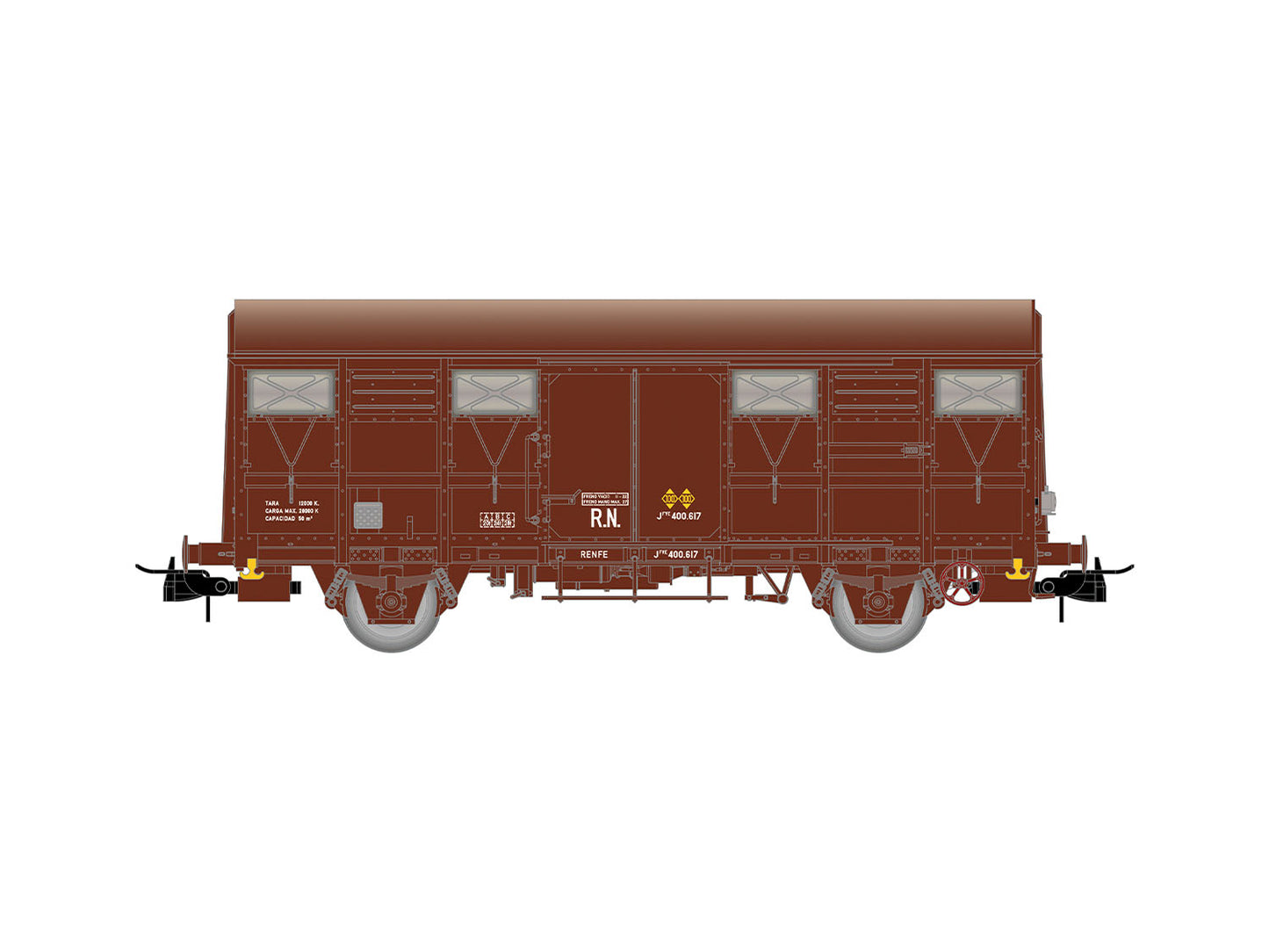 Electrotren RENFE J2 Oxide Red Wagon w/Lights III HE6097 HO Gauge