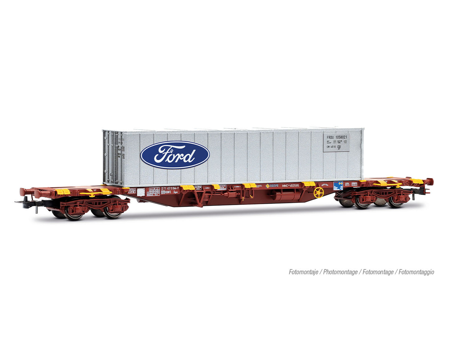 Electrotren RENFE MMC3 Flat Wagon w/Ford Container Load IV HE6102 HO Gauge