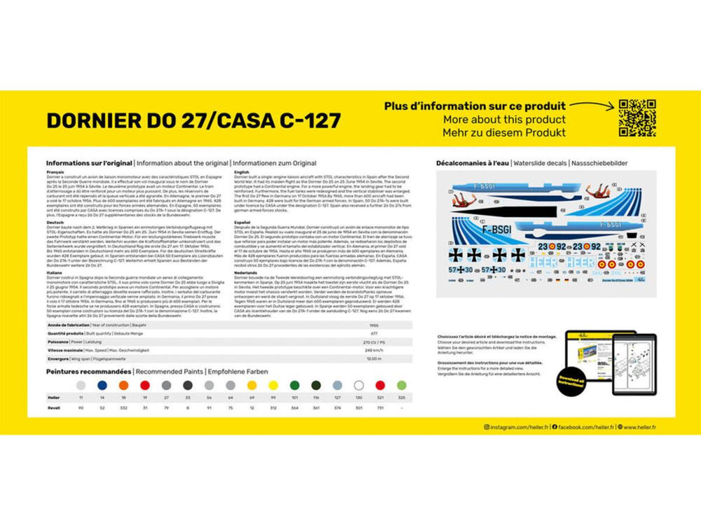 Heller 30304 Dornier DO 27/CASA C-127 1:72 Model Kit
