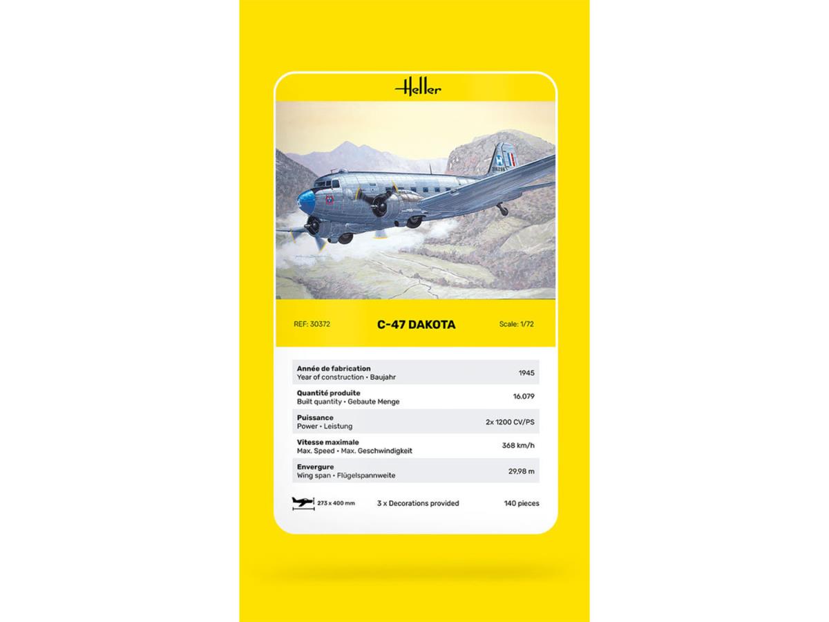 Heller 30372 French Douglas C-47 Dakota 1:72 Model Kit