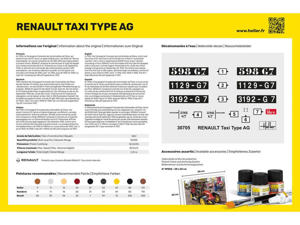 Heller 30705 Renault Type AG Taxi 1:24 Model Kit