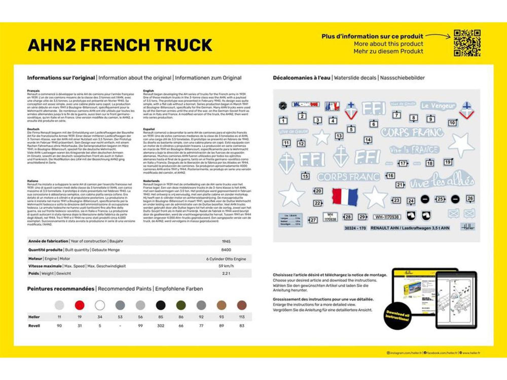 Heller 35324 French AHN2 Truck Starter Kit 1:35 Model Kit
