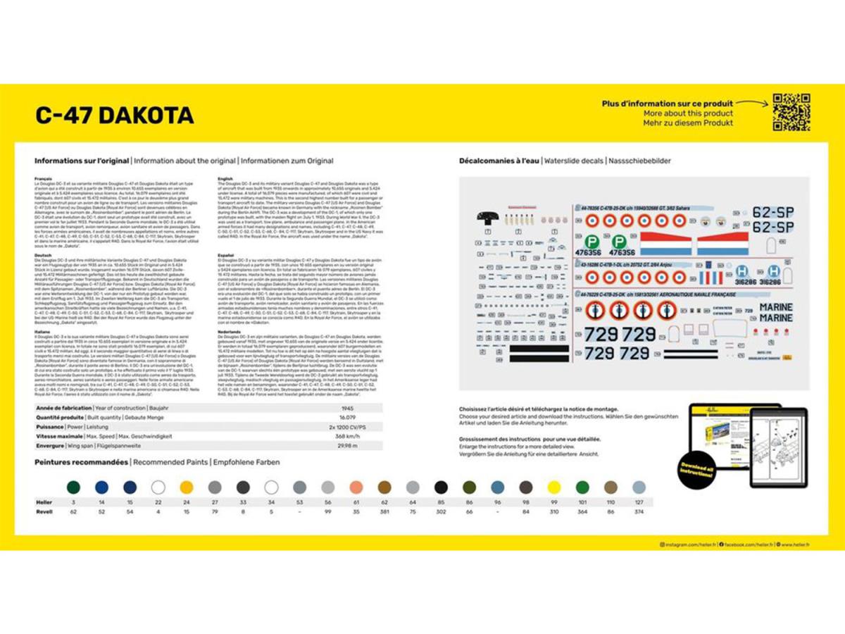 Heller 35372 French Douglas C-47 Dakota Starter Kit 1:72 Model Kit