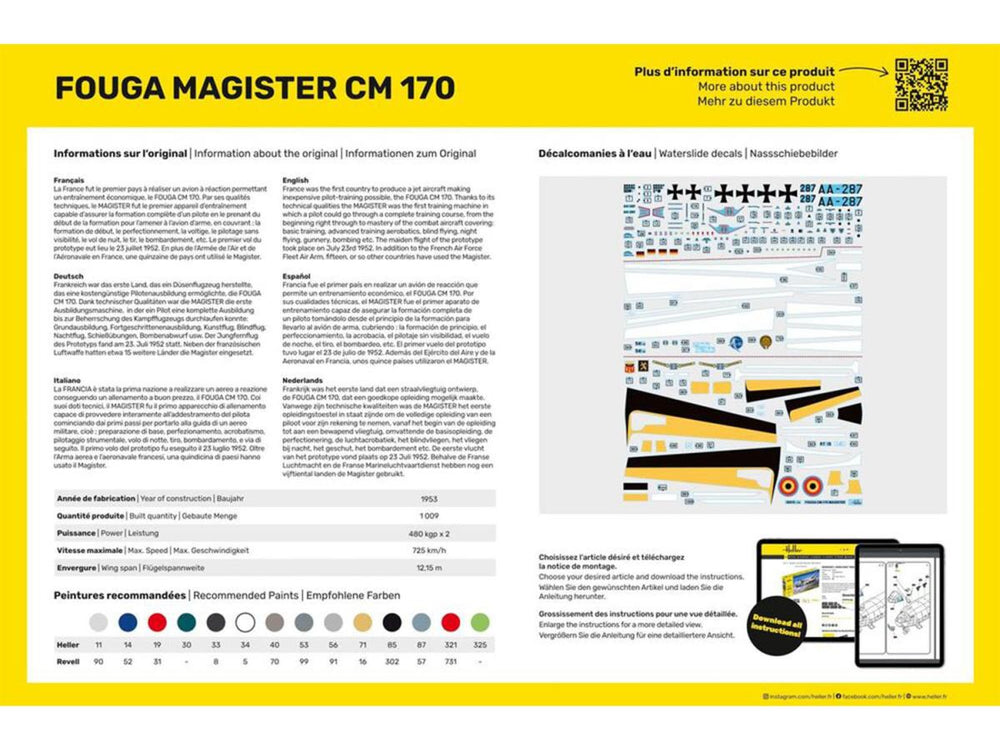 Heller 35510 Fouga Magister CM 170 Starter Kit 1:48 Model Kit