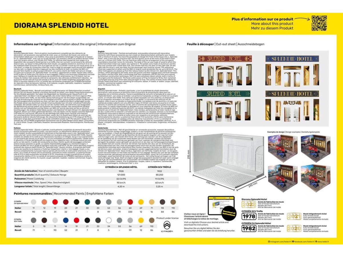 Heller 50330 Diorama: Splendid Hotel w/5CV Trefle & C4 1:24 Model Kit
