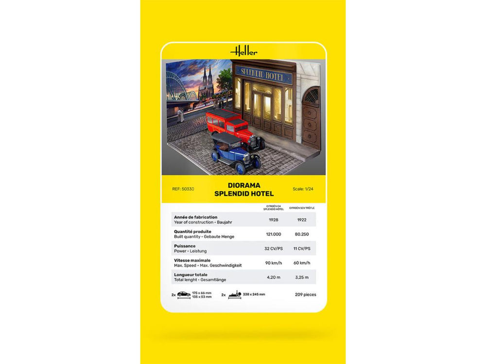 Heller 50330 Diorama: Splendid Hotel w/5CV Trefle & C4 1:24 Model Kit
