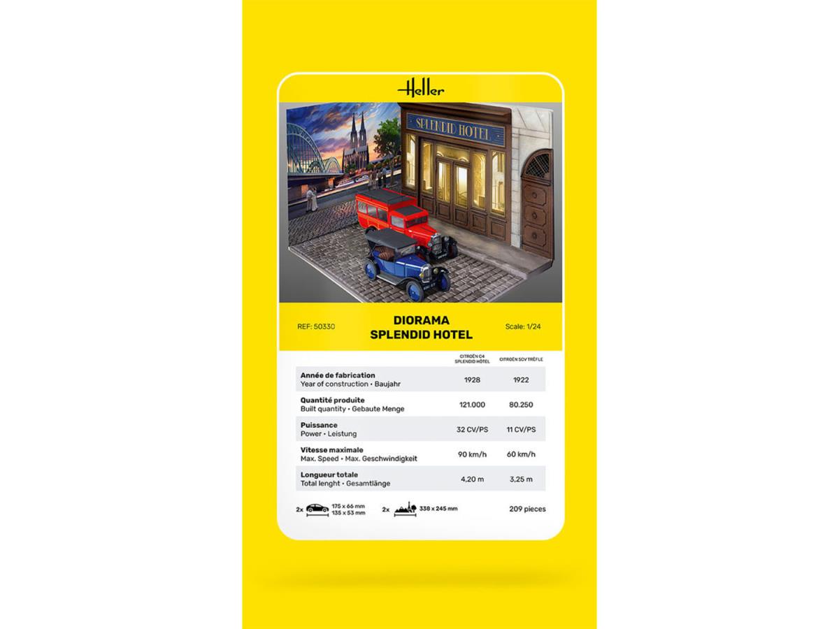 Heller 50330 Diorama: Splendid Hotel w/5CV Trefle & C4 1:24 Model Kit