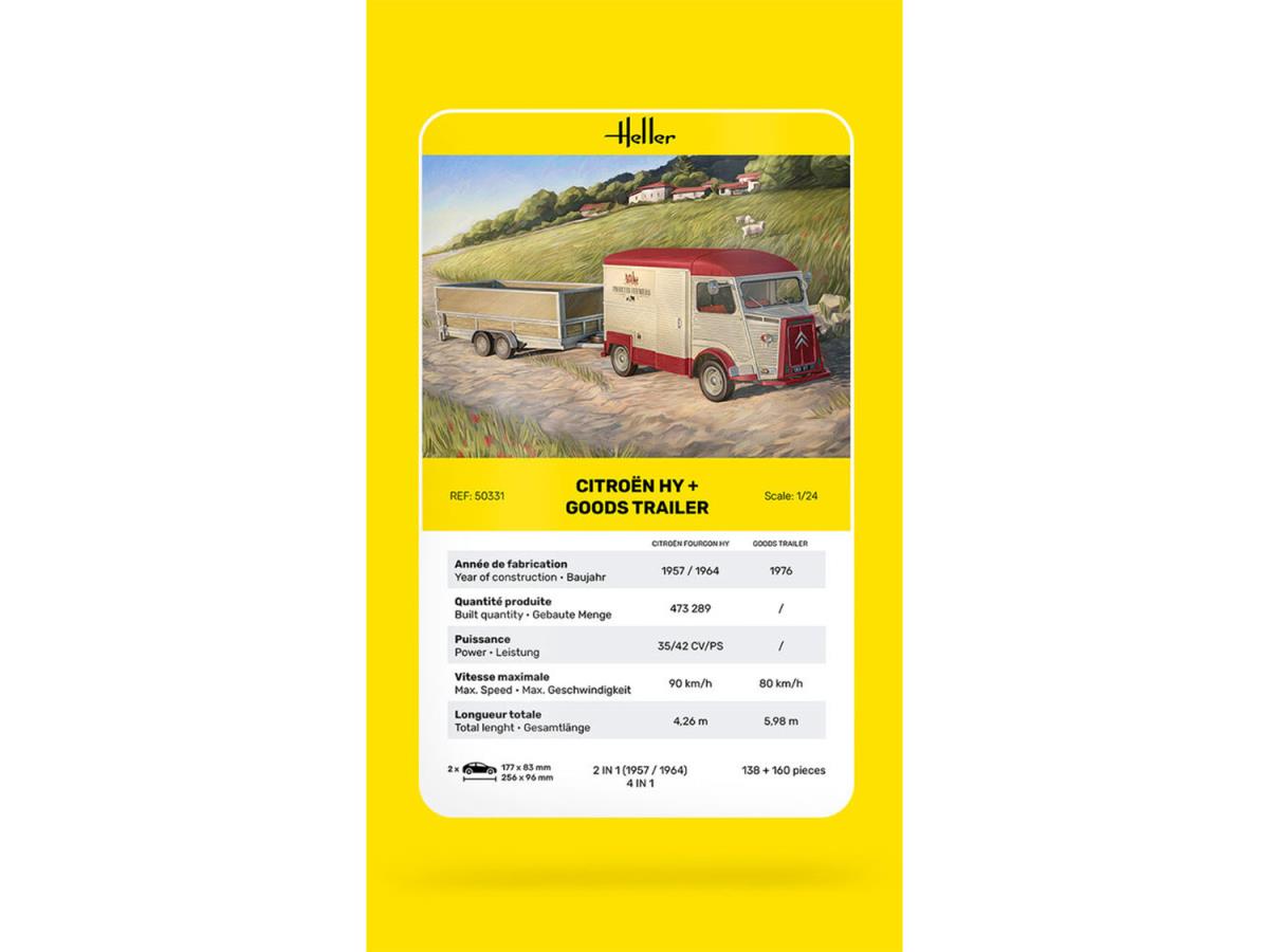 Heller 50331 Citroen HY & Goods Trailer 1:24 Model Kit