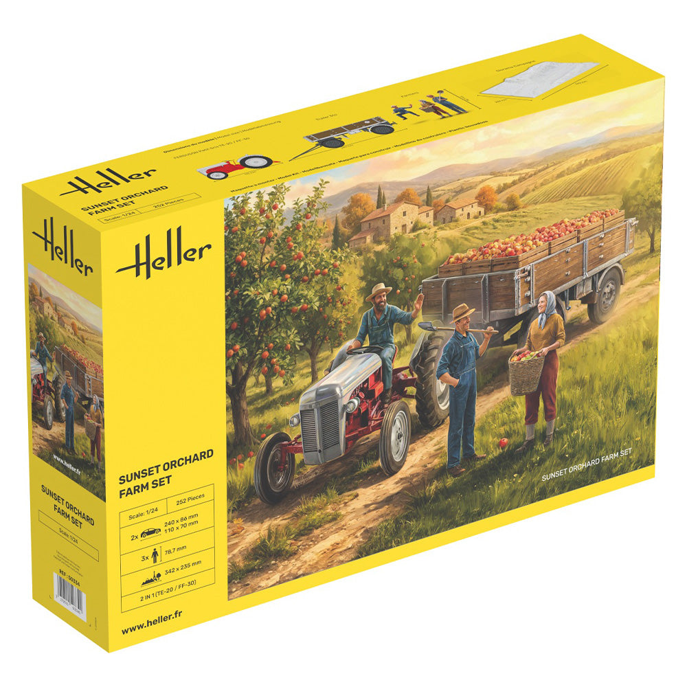 Heller 50334 Sunset Orchard Farm Set Ferguson Tractor 1:24 Model Kit