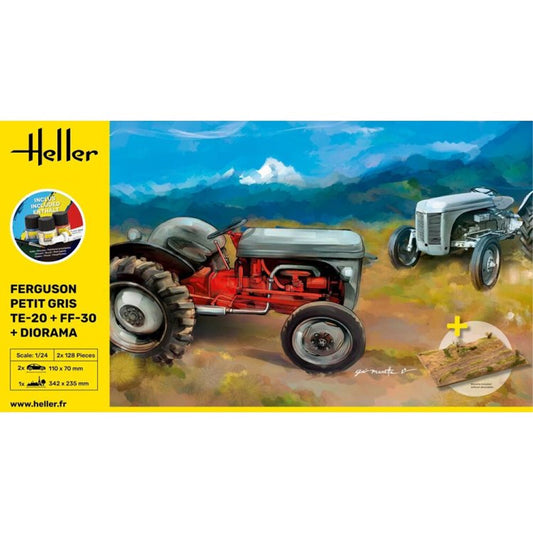 Heller 52326 Ferguson Petit Gris TE-20 & FF-30 w/Diorama 1:24 Model Kit Gift Set