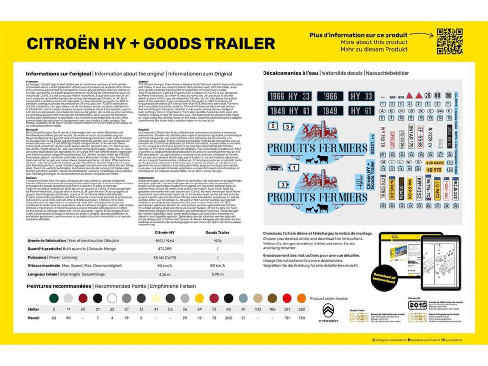Heller 52331 Citroen HY & Goods Trailer Starter Kit 1:24 Model Kit