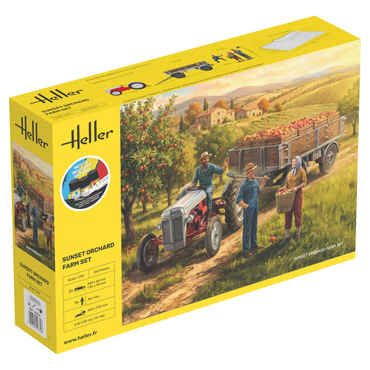 Heller 52334 Sunset Orchard Farm Set Ferguson Tractor 1:24 Starter Model Kit