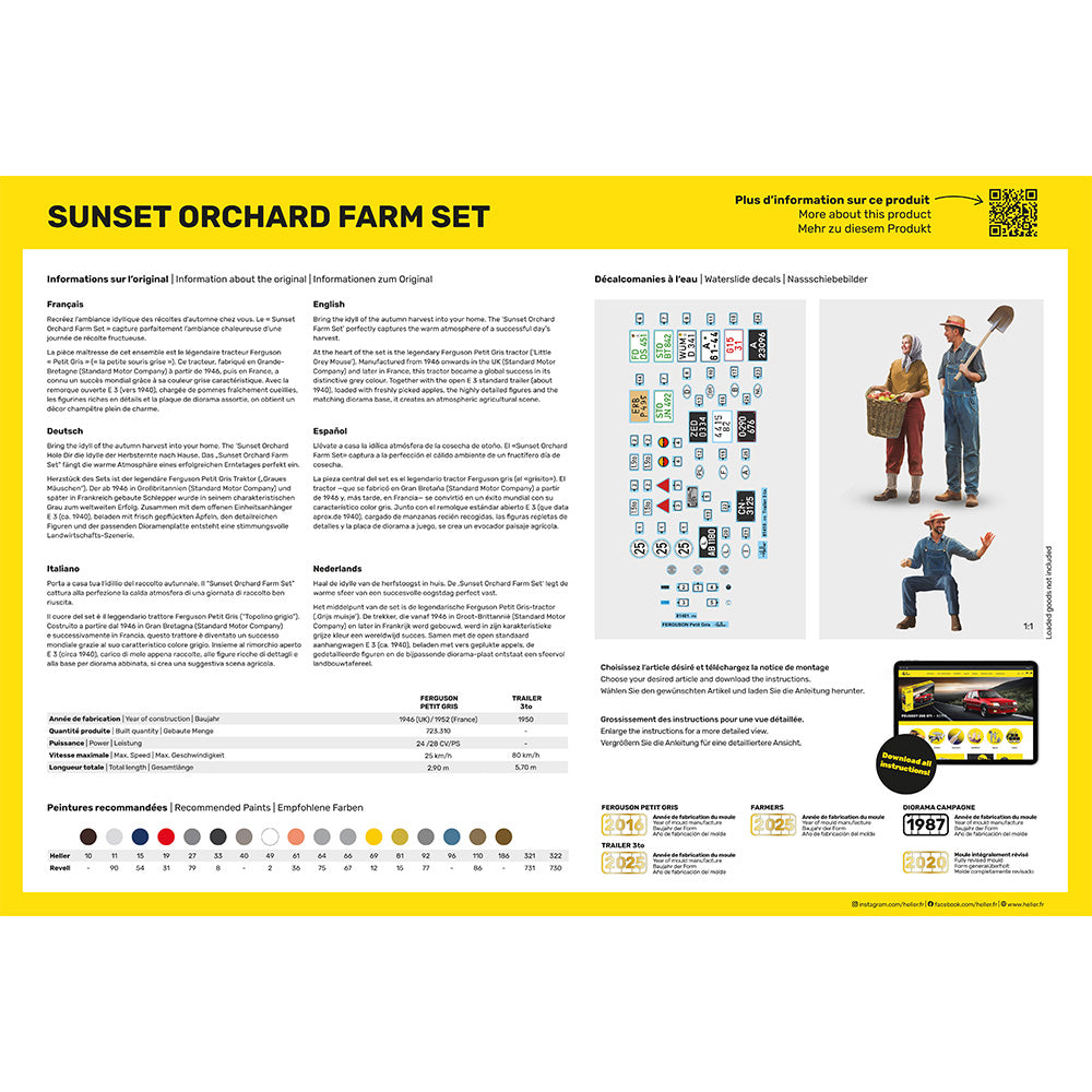 Heller 52334 Sunset Orchard Farm Set Ferguson Tractor 1:24 Starter Model Kit