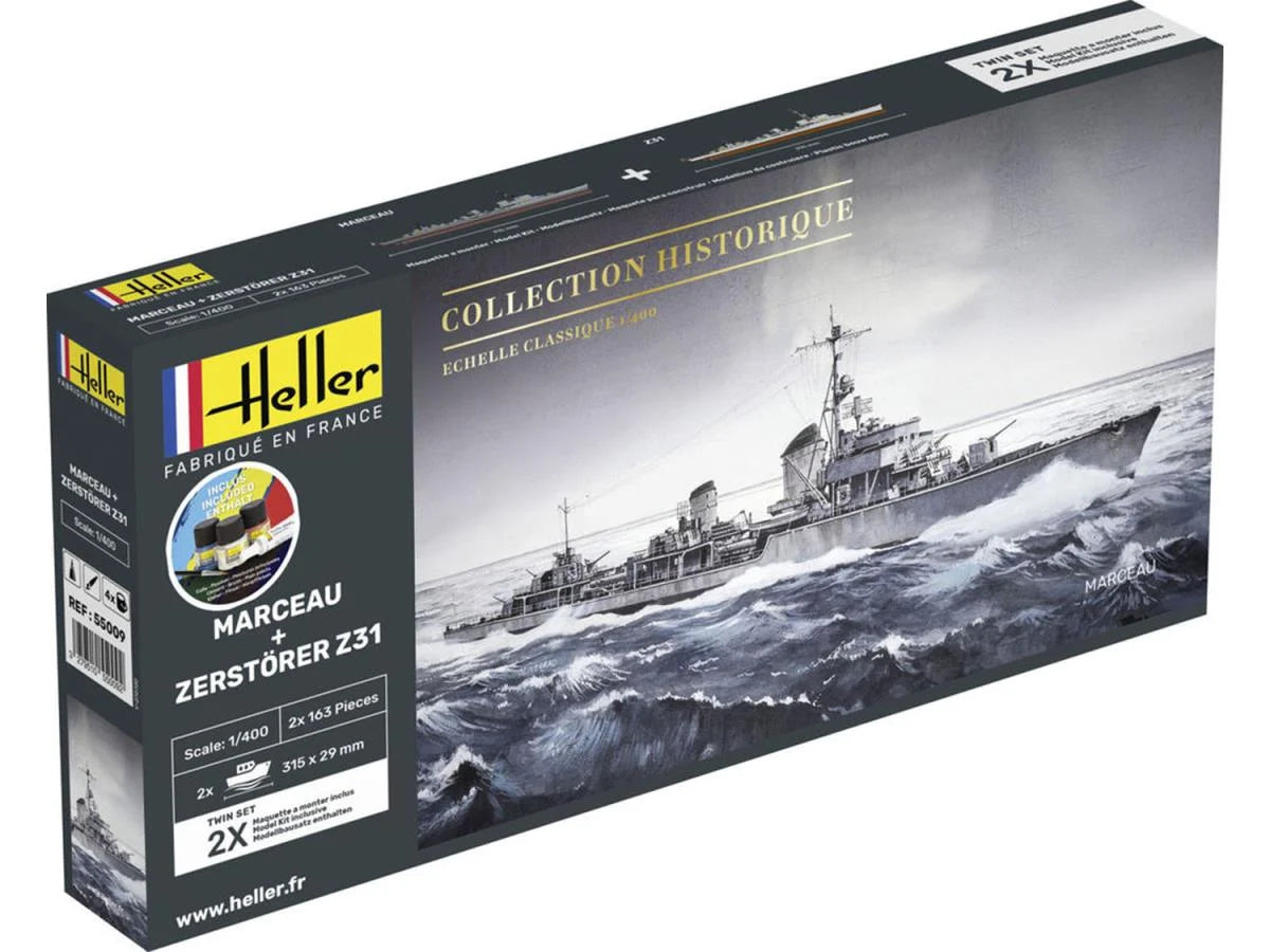 Heller 55009 French Warship Marceau & Zerstorer Z31 Starter Kit 1:400)