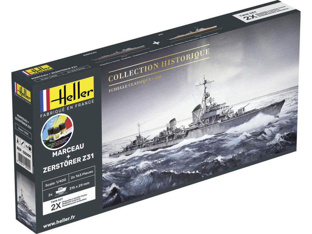 Heller 55009 French Warship Marceau & Zerstorer Z31 Starter Kit 1:400)