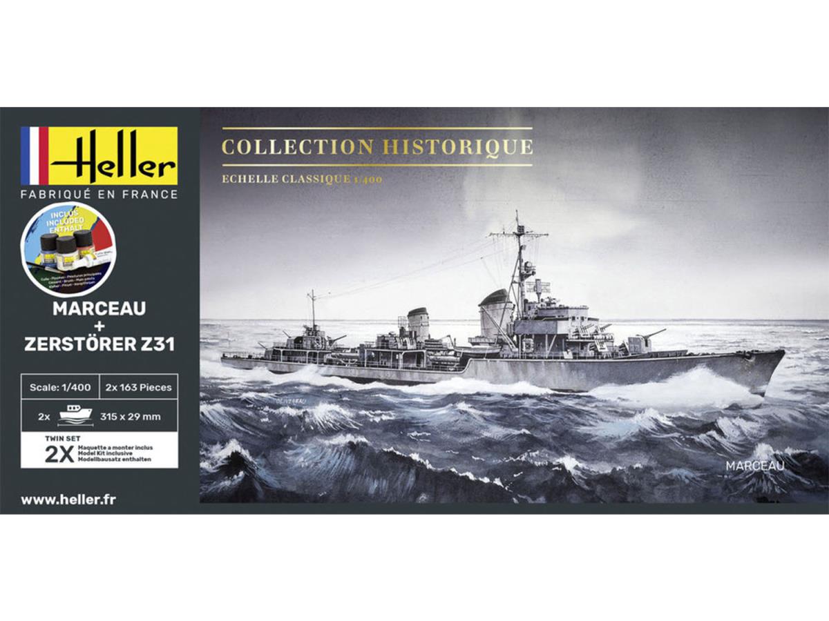 Heller 55009 French Warship Marceau & Zerstorer Z31 Starter Kit 1:400)