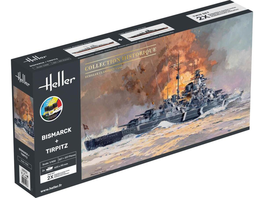Heller 55078 German Warship Bismark/Tirpitz Twin Set Starter Kit 1:400)