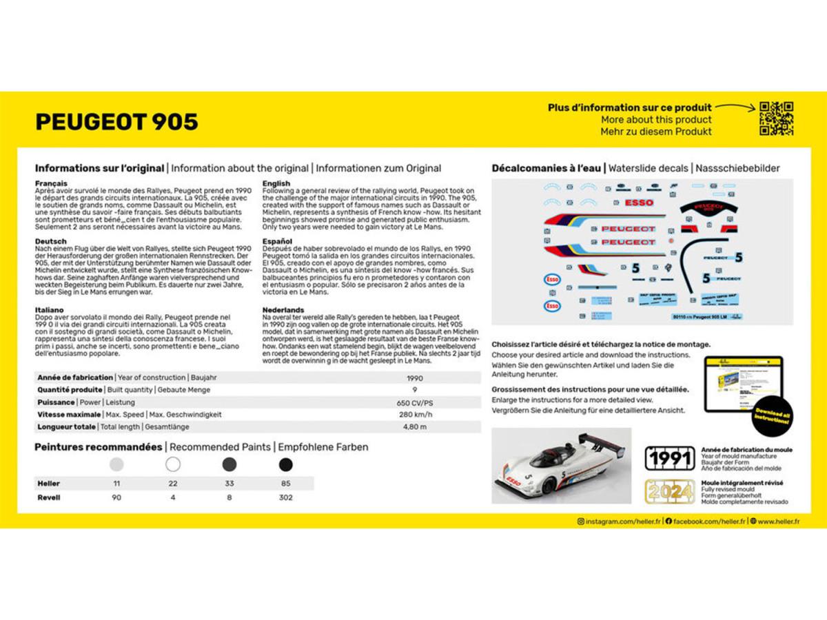Heller 56110 Peugeot 905 Starter Kit 1:43 Model Kit
