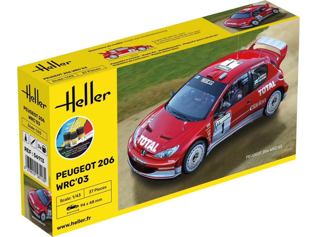 Heller 56113 Peugeot 206 WRC '03 Starter Kit 1:43 Model Kit
